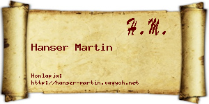 Hanser Martin névjegykártya